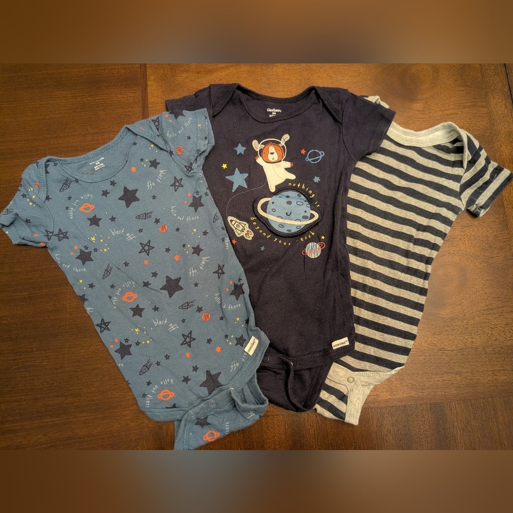 12 Month Gerber Space-Themed Onesies